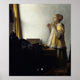 Vermeers junge Frau mit Perlenschnur (1662) Poster