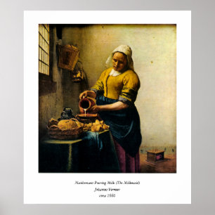 Vermeers Magd-auslaufende Milch (circa 1660) Poster