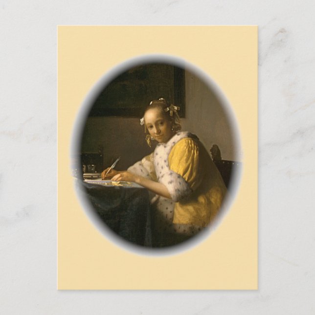Vermeers Schriftsteller Postkarte (Vorderseite)