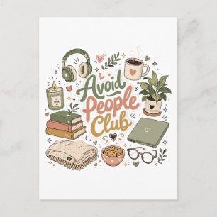 Vermeide Menschen Club Cozy Introvert Vibes Postkarte