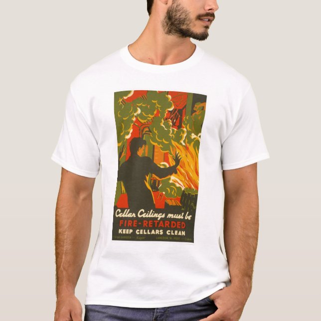 Vermeiden Sie Feuer-sauberen Keller WPA 1937 T-Shirt (Vorderseite)