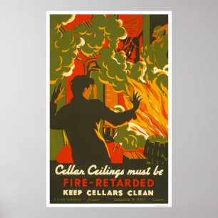 Vermeiden Sie feuersauberen Keller 1937 WPA Poster