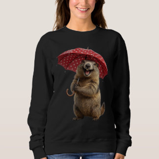 Vermenschlichtes Murmeltier roter Punkte-Schirm Sweatshirt