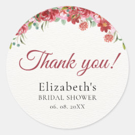 Vermilion Blossoms Bridal Shower Runder Aufkleber