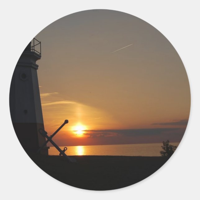 Vermilion Light House Runder Aufkleber (Vorderseite)