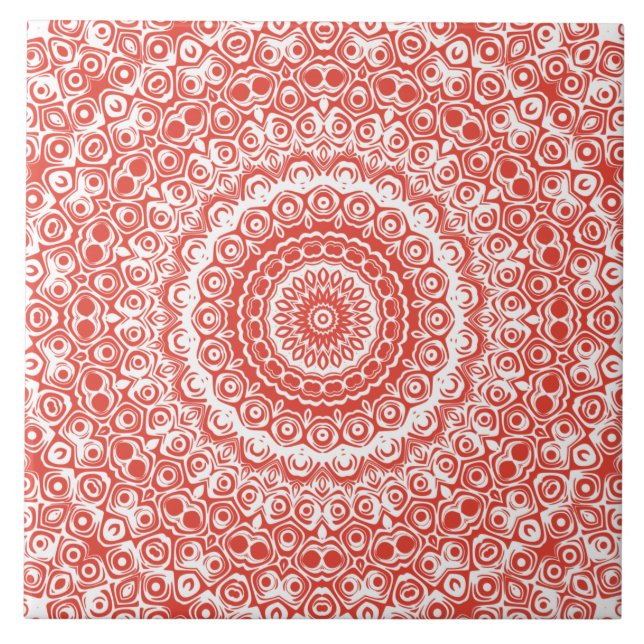 Vermilion Mandala Pattern Fliese (Vorderseite)