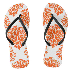 Vermillion Elegant Damask Flip Flops