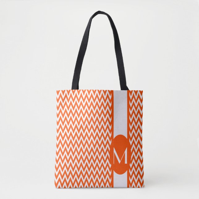 Vermillion Elegantes Zickzack Design mit Monogramm Tasche (Vorderseite)