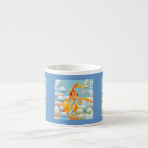 Vermillion Goldfish in Pastelblase Wasser Espressotasse