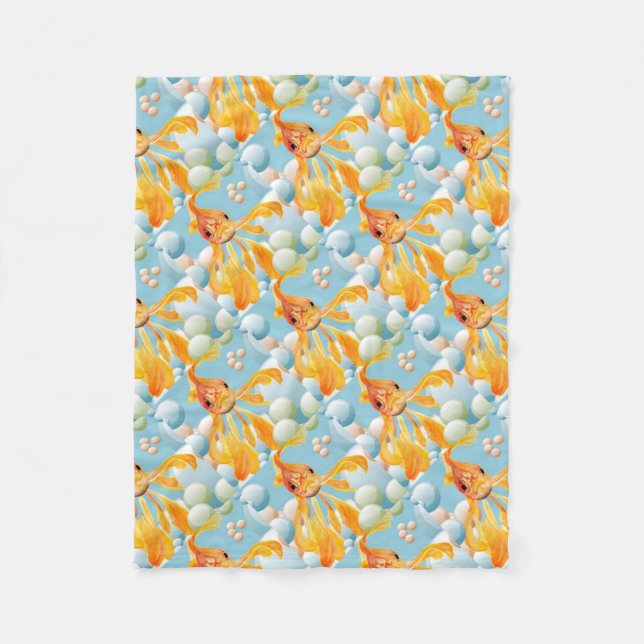 Vermillion Goldfish in Pastelblase Wasser Fleecedecke (Vorderseite)