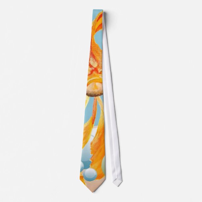 Vermillion Goldfish in Pastelblase Wasser Krawatte (Vorderseite)