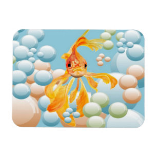 Vermillion Goldfish in Pastelblase Wasser Magnet