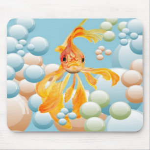 Vermillion Goldfish in Pastelblase Wasser Mousepad