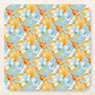 Vermillion Goldfish in Pastelblase Wasser Rechteckiger Pappuntersetzer