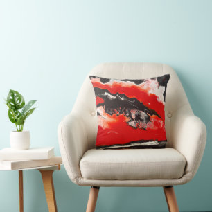 Vermillion Red Abstrakt Throw Kissen Wohngestaltun