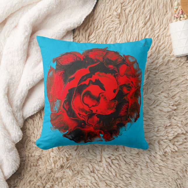 Vermillion Rose Abstrakt Throw Kissen (Decke)