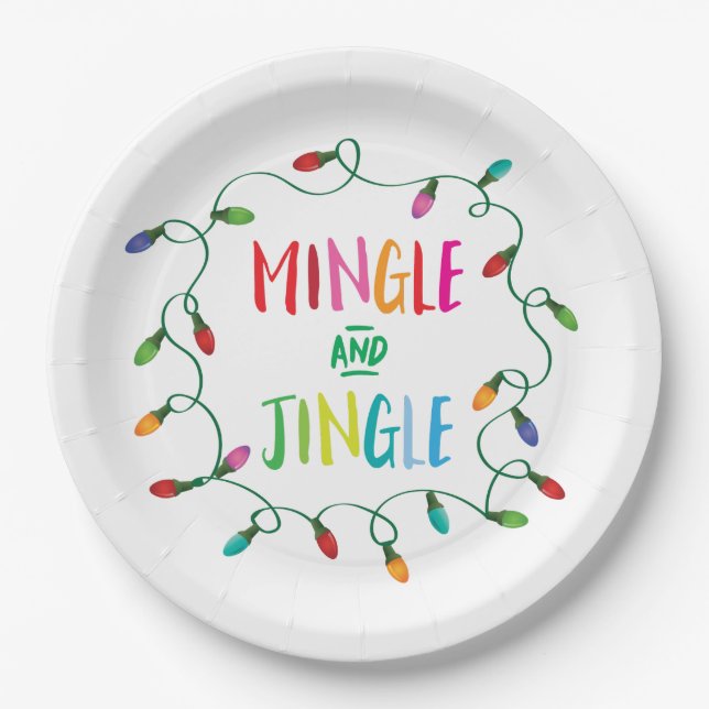 Vermischen Sie und Jingle Weihnachtslichter Pappteller (Vorderseite)