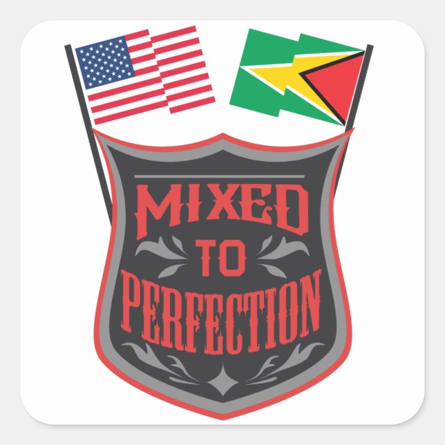Vermischt mit Perfektion Guyana amerikanischer Fla Quadratischer Aufkleber (Vorderseite)