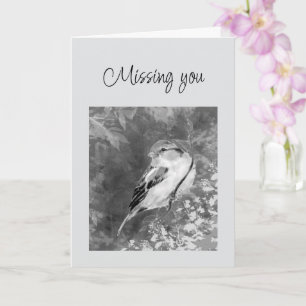 Vermisse dich Aquarell-Sperling-Vogel im Wald Karte