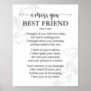 Vermisse Dich Bester Freund Gedicht Poster