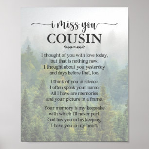 Vermisse-Dich-Cousin-Gedichtposter Poster