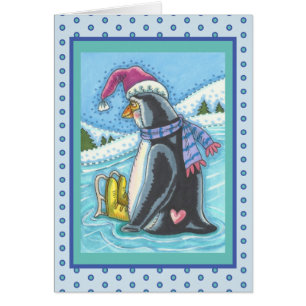 VERMISSE DICH EINSAMES PENGUIN FEIERTAGSGRUßKARTE 