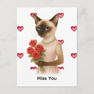 Vermisse dich von Siamkatzen-Mama mit Rosen Postkarte