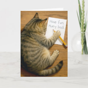 Vermisse getigerte Katze mit Notiz Karte