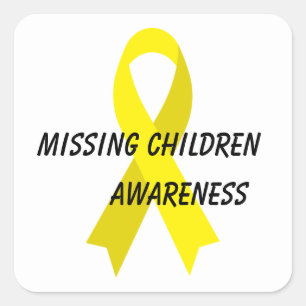 Vermisst Children Yellow Awareness Ribbon von Janz Quadratischer Aufkleber