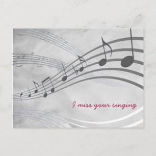 VERMISST IHRE Hübschen GRAY Musical Staves Postkarte