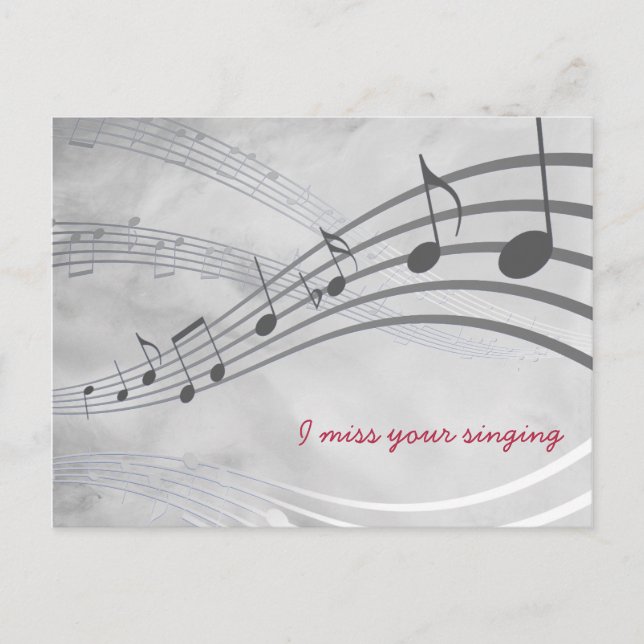 VERMISST IHRE Hübschen GRAY Musical Staves Postkarte (Vorderseite)