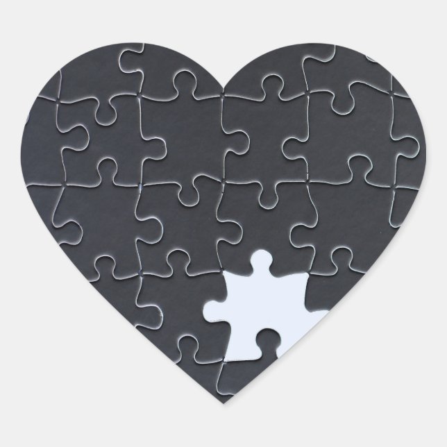 Vermisst Jigsaw Puzzle Piece schwarz Herz-Aufkleber (Vorderseite)
