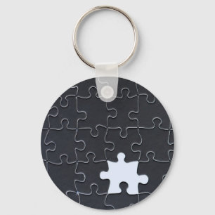 Vermisst Jigsaw Puzzle Piece schwarz Schlüsselanhänger