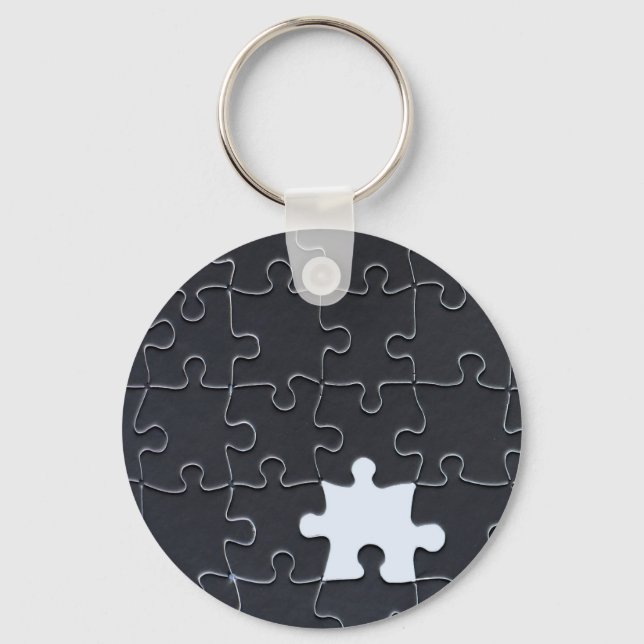 Vermisst Jigsaw Puzzle Piece schwarz Schlüsselanhänger (Vorderseite)