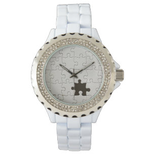 Vermisst Jigsaw Puzzle Piece White Armbanduhr