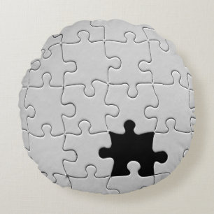 Vermisst Jigsaw Puzzle Piece White Rundes Kissen