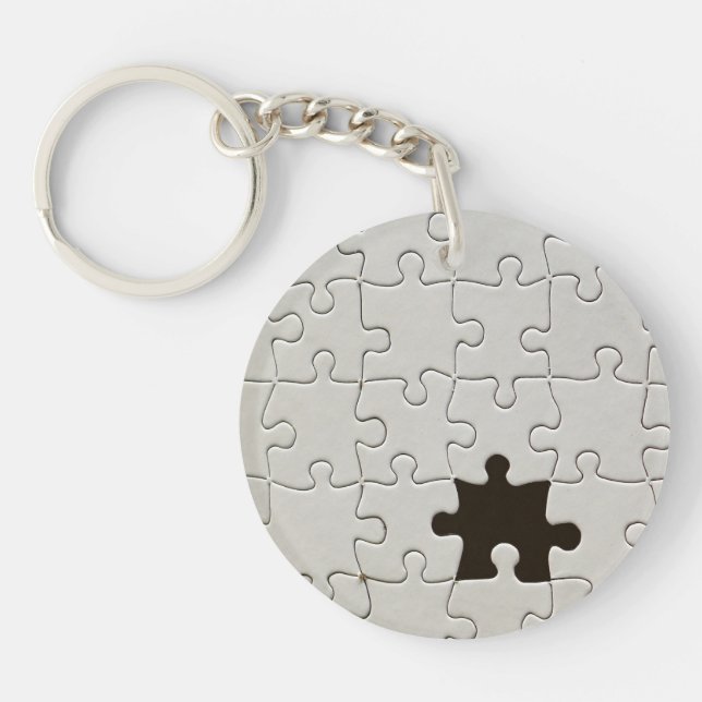 Vermisst Jigsaw Puzzle Piece White Schlüsselanhänger (Vorderseite)