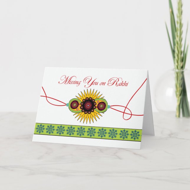 Vermisst Sie auf Rakhi, Raksha Bandhan, Hindu Karte (Vorderseite)