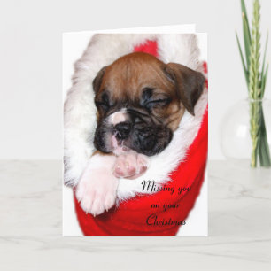 Vermisst Sie auf Weihnachts-Boxer Grußkarte Feiertagskarte