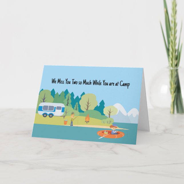 Vermisst, während Sie auf der Camp Card für Jungen Dankeskarte (Vorderseite)