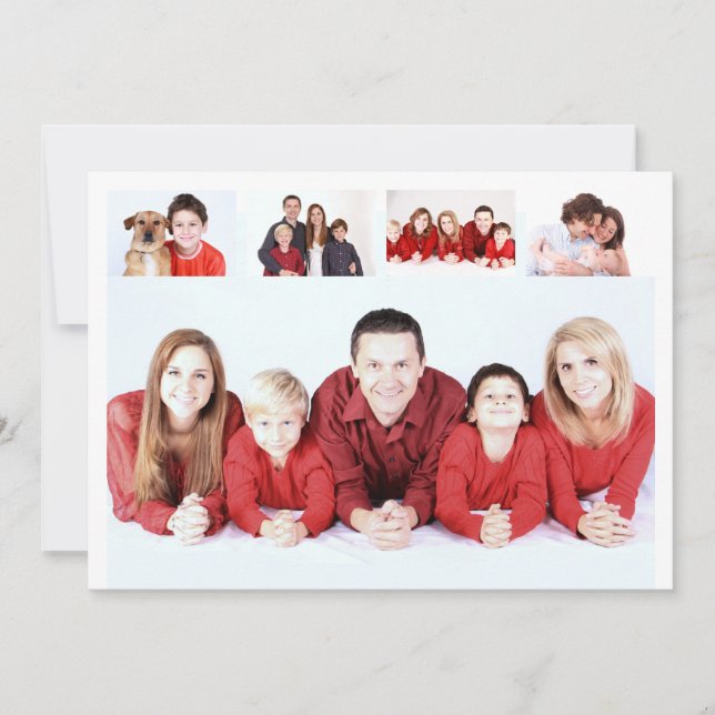 Vermisste 5 Foto minimalistische Familientruppen Dankeskarte (Vorderseite)