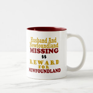 Vermisste Belohnung Neufundlands u. des Ehemanns Zweifarbige Tasse