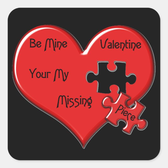 Vermisste Heart Puzzle Quadratischer Aufkleber (Vorderseite)