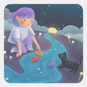Vermisste Illustration Art Quadratischer Aufkleber