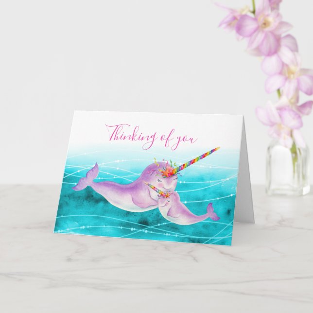 Vermisste Narwhal Unterwasserfarbkarte Karte (Orchidee)