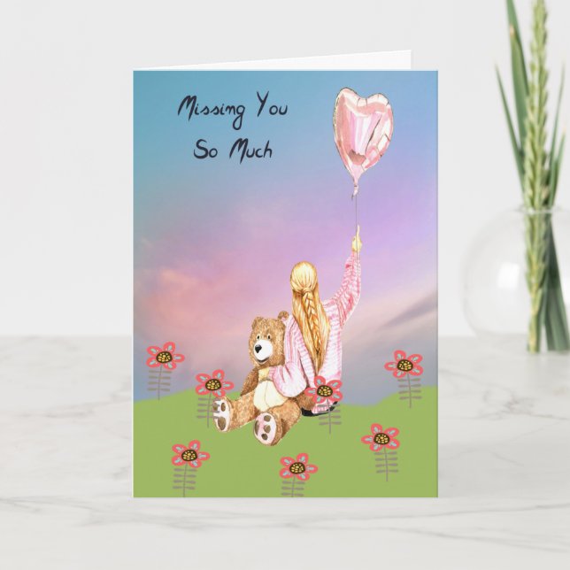 Vermisste Romance-Card-Girl & gestopfter Bär Karte (Vorderseite)
