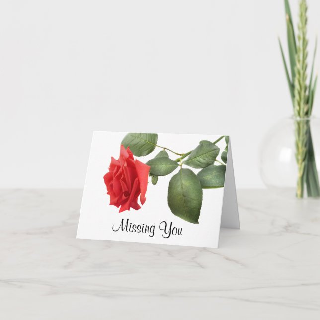 Vermisste Rote Rose Blume Grußkarte - Verse Karte (Vorderseite)