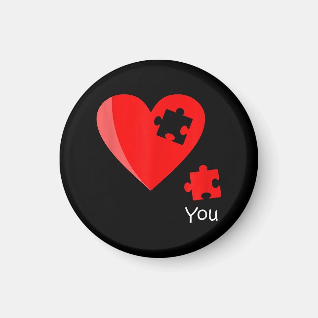 Vermisstes Herzstück Puzzles Valetines Shirt Gif Magnet (Vorne)