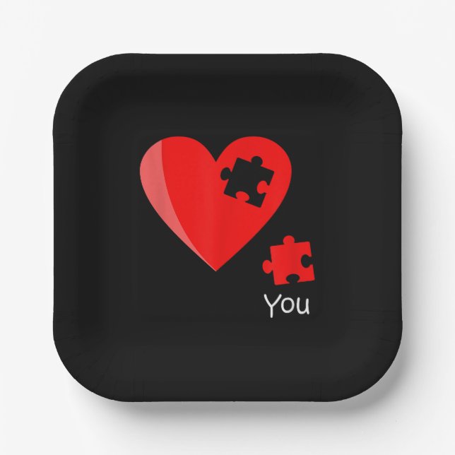 Vermisstes Herzstück Puzzles Valetines Shirt Gif Pappteller (Vorderseite)