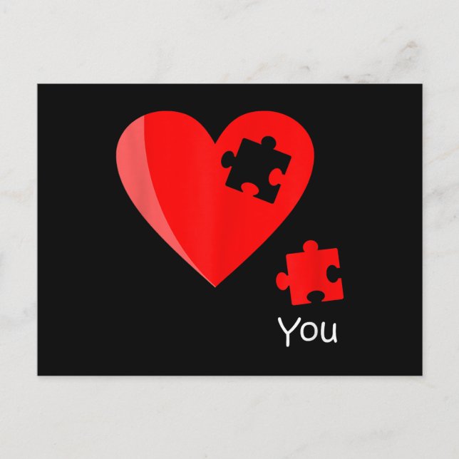 Vermisstes Herzstück Puzzles Valetines Shirt Gif Postkarte (Vorderseite)